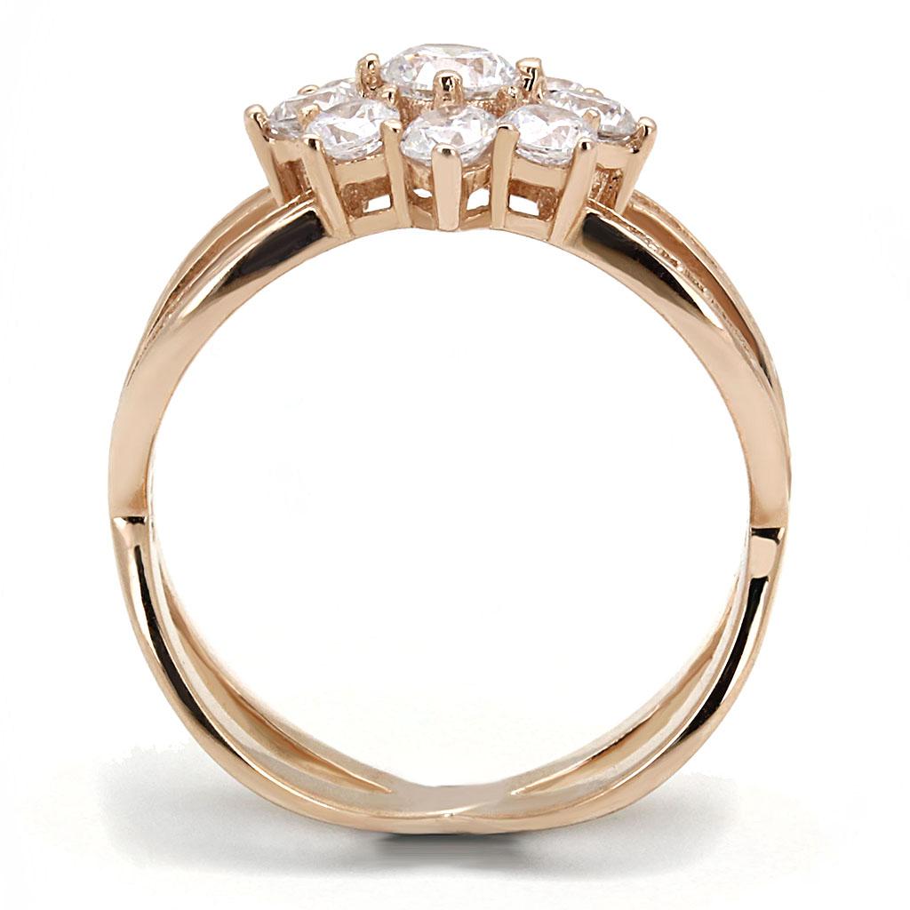 TS586 - Rose Gold 925 Sterling Silver Ring with AAA Grade CZ  in Clear-2