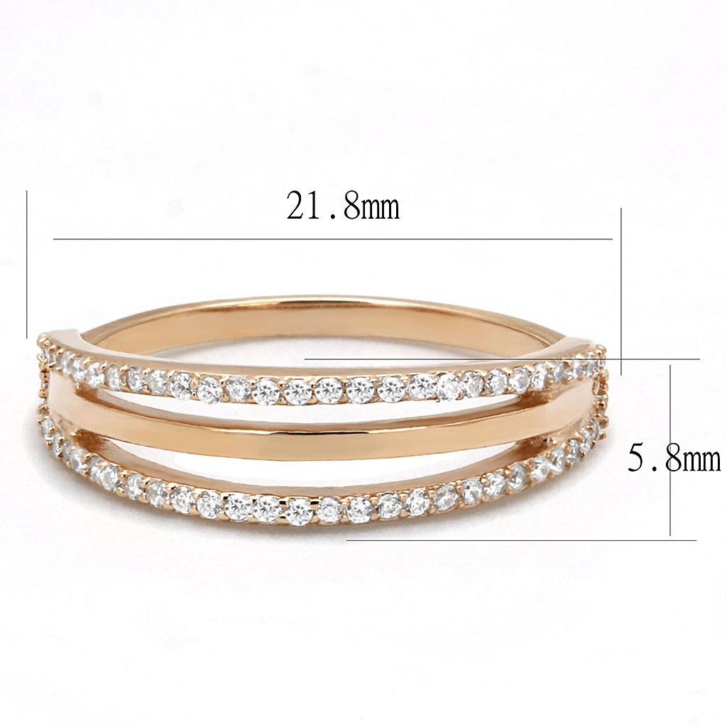TS587 - Rose Gold 925 Sterling Silver Ring with AAA Grade CZ  in Clear-1