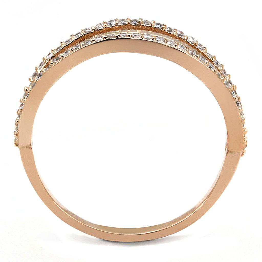 TS587 - Rose Gold 925 Sterling Silver Ring with AAA Grade CZ  in Clear-2