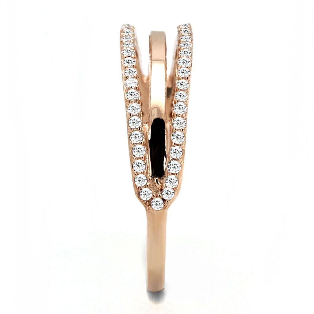 TS587 - Rose Gold 925 Sterling Silver Ring with AAA Grade CZ  in Clear-3