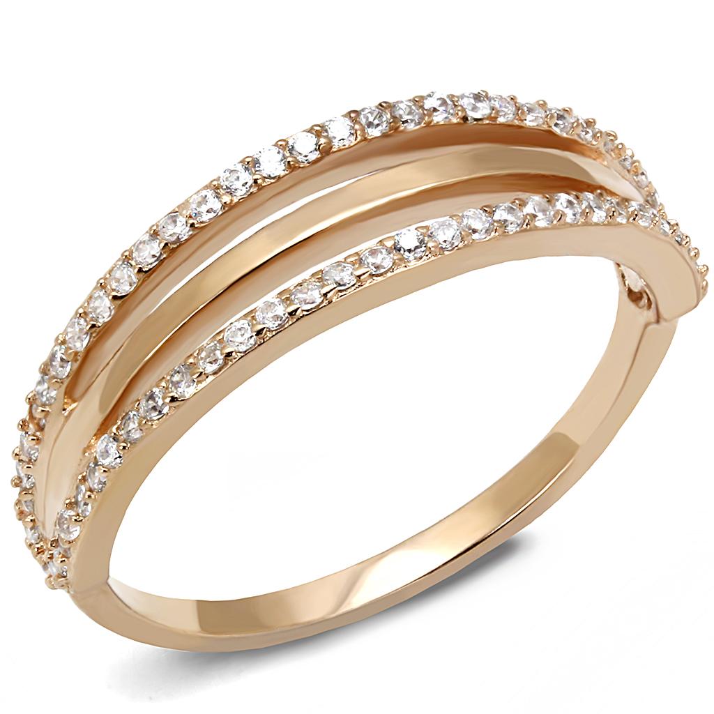 TS587 - Rose Gold 925 Sterling Silver Ring with AAA Grade CZ  in Clear-4