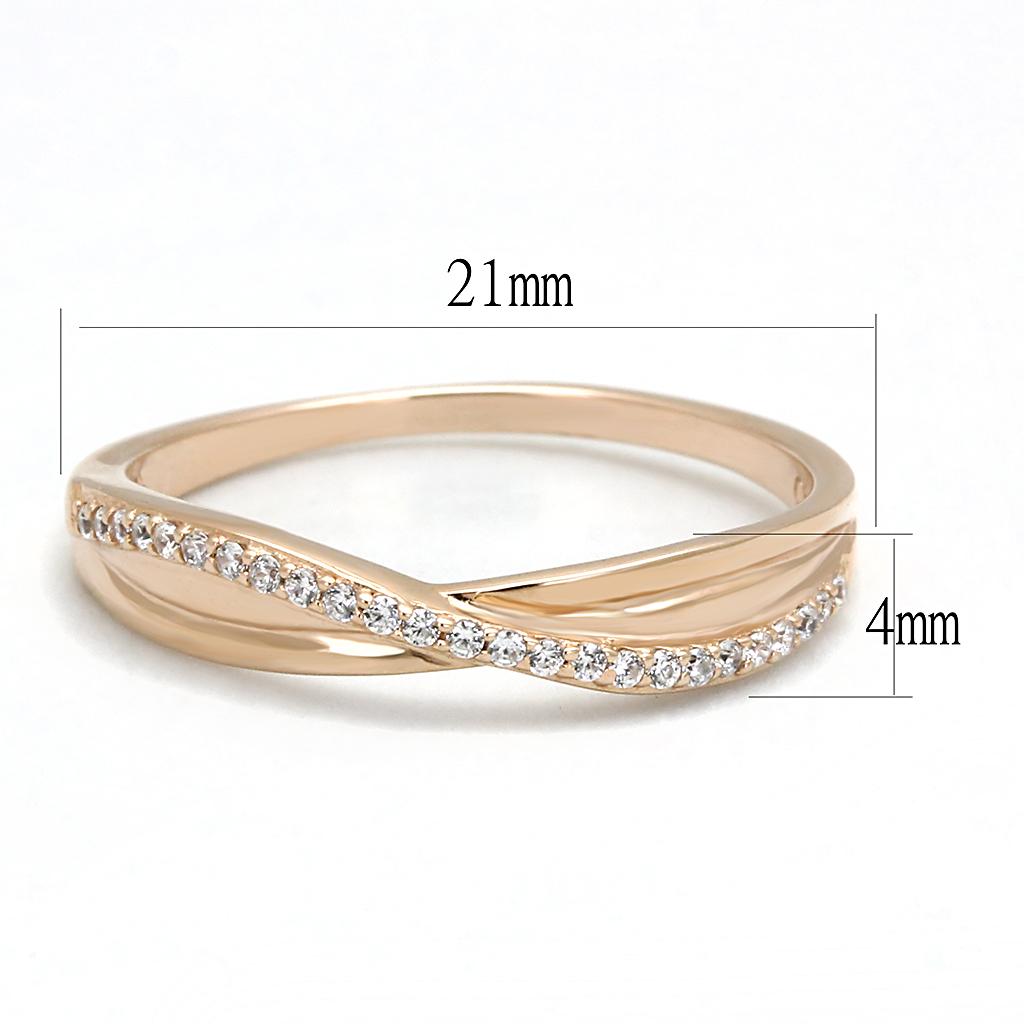 TS591 - Rose Gold 925 Sterling Silver Ring with AAA Grade CZ  in Clear-1
