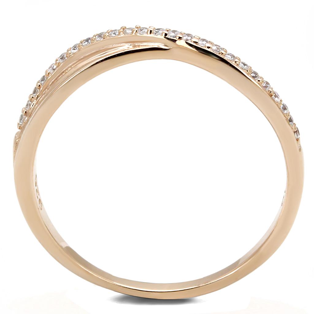 TS591 - Rose Gold 925 Sterling Silver Ring with AAA Grade CZ  in Clear-2