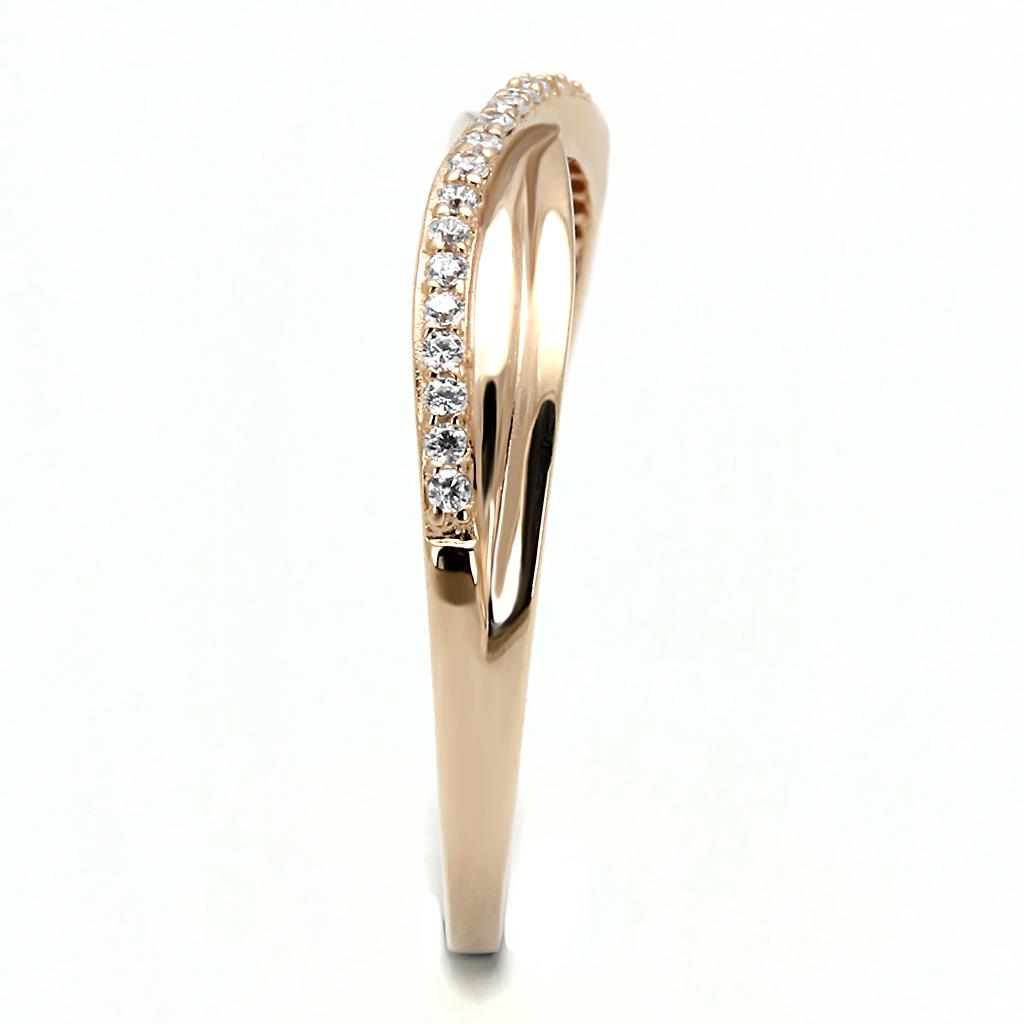 TS591 - Rose Gold 925 Sterling Silver Ring with AAA Grade CZ  in Clear-3