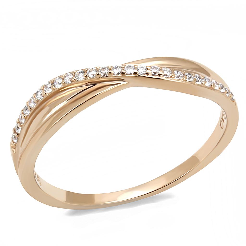 TS591 - Rose Gold 925 Sterling Silver Ring with AAA Grade CZ  in Clear-4