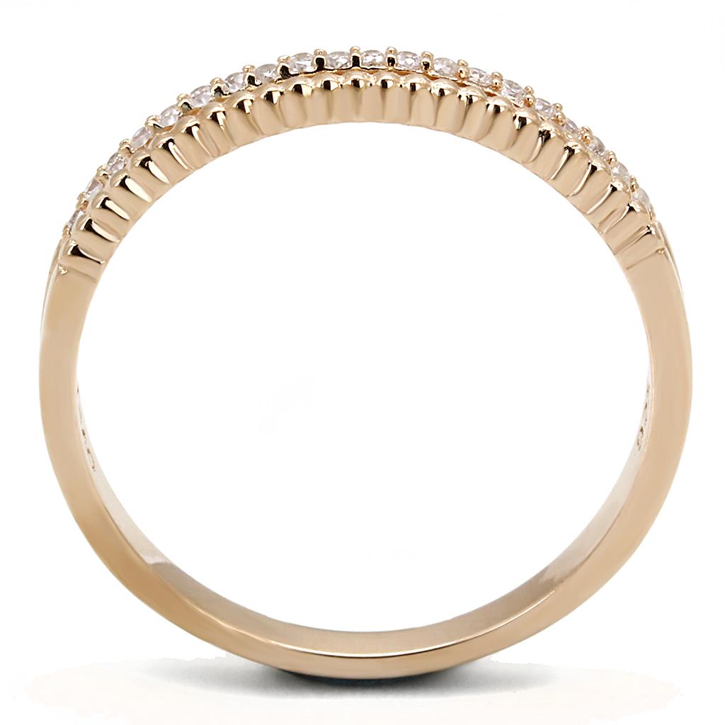 TS592 - Rose Gold 925 Sterling Silver Ring with AAA Grade CZ  in Clear-2