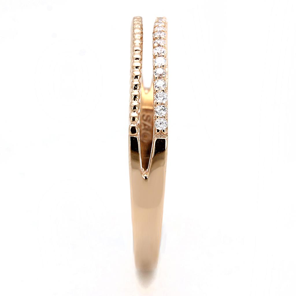 TS592 - Rose Gold 925 Sterling Silver Ring with AAA Grade CZ  in Clear-3