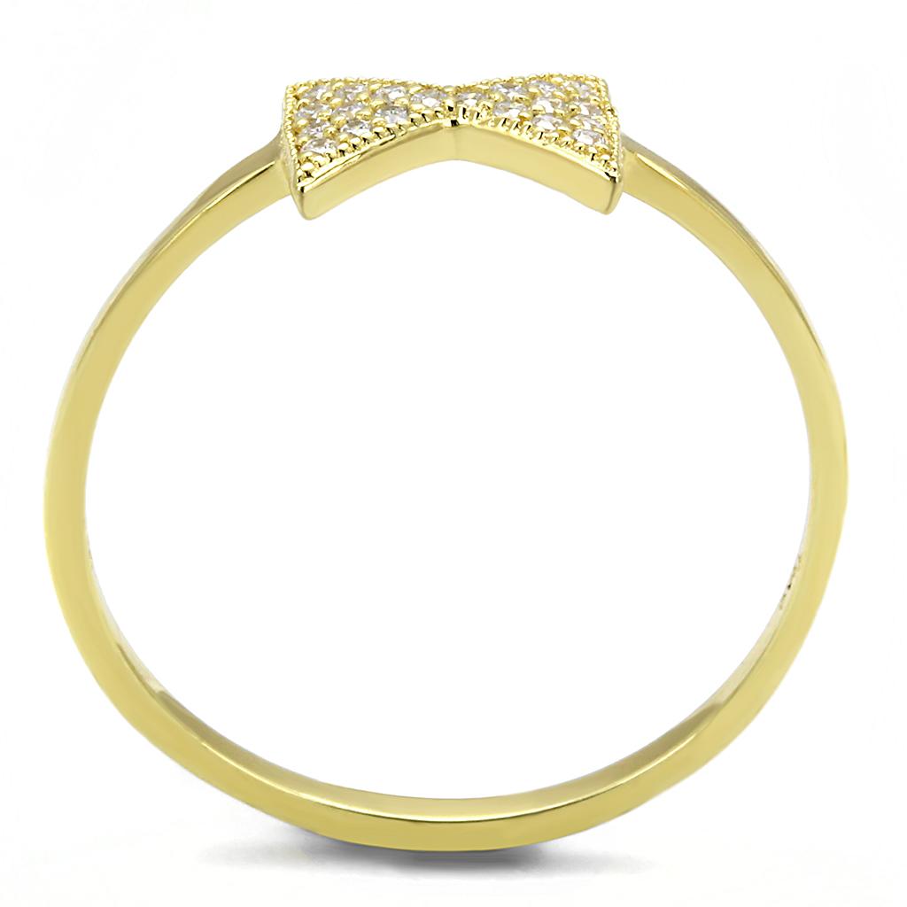 TS593 - Gold 925 Sterling Silver Ring with AAA Grade CZ  in Clear-2