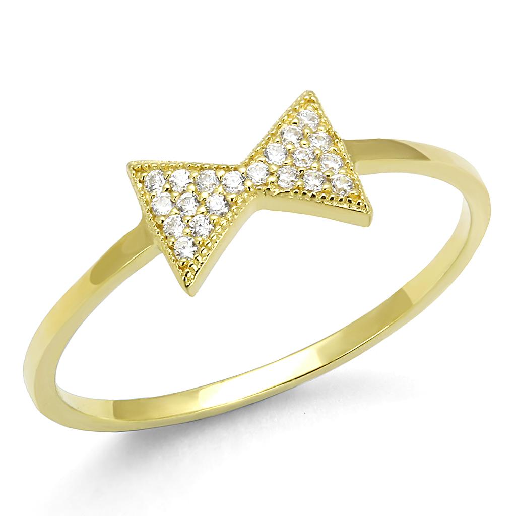 TS593 - Gold 925 Sterling Silver Ring with AAA Grade CZ  in Clear-4