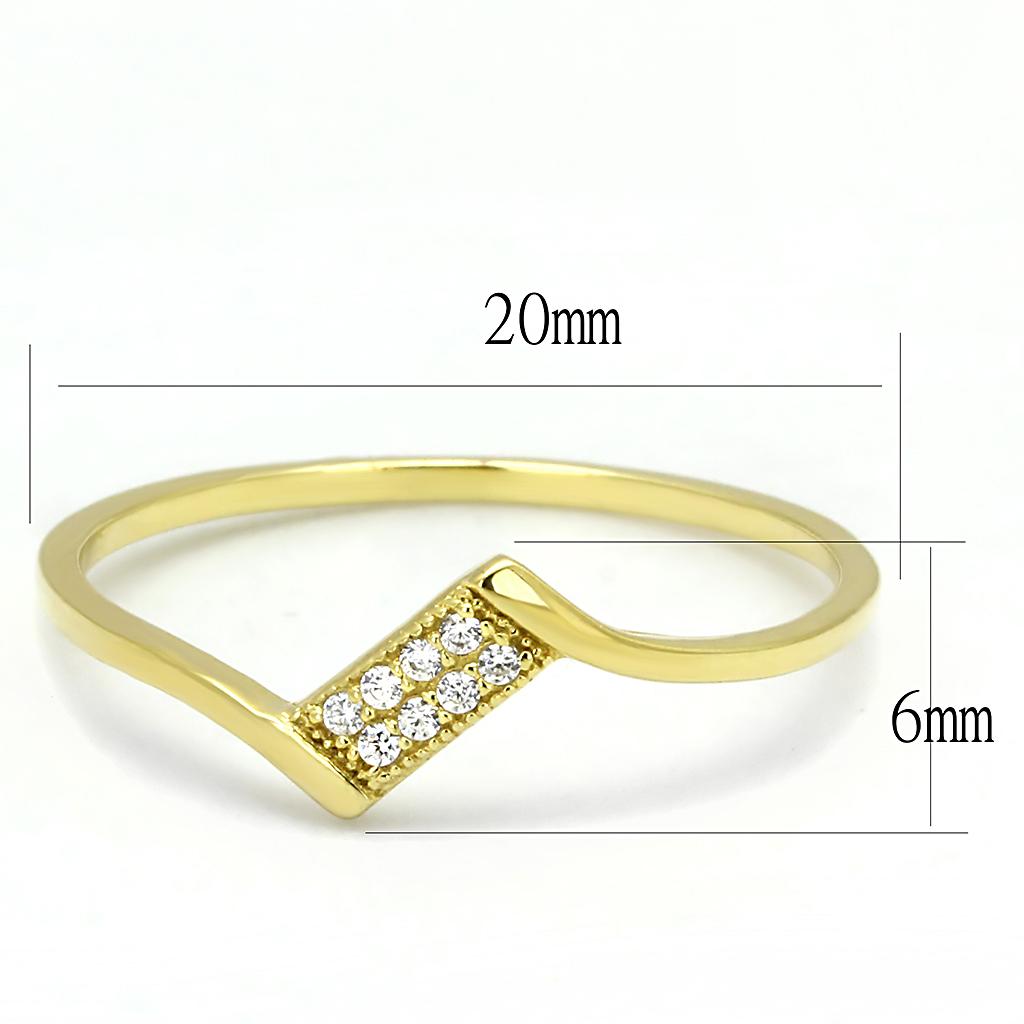 TS594 - Gold 925 Sterling Silver Ring with AAA Grade CZ  in Clear-1