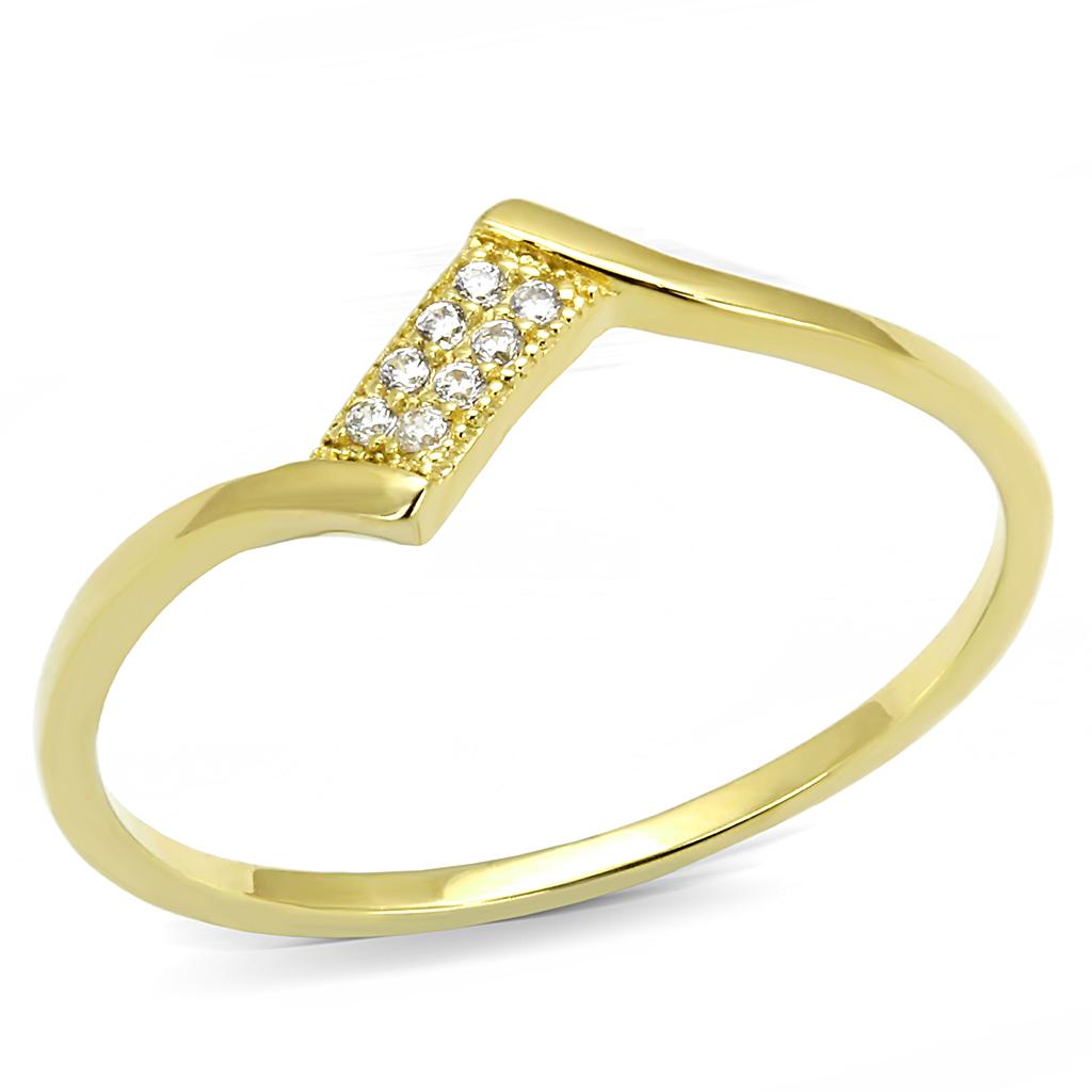 TS594 - Gold 925 Sterling Silver Ring with AAA Grade CZ  in Clear-4