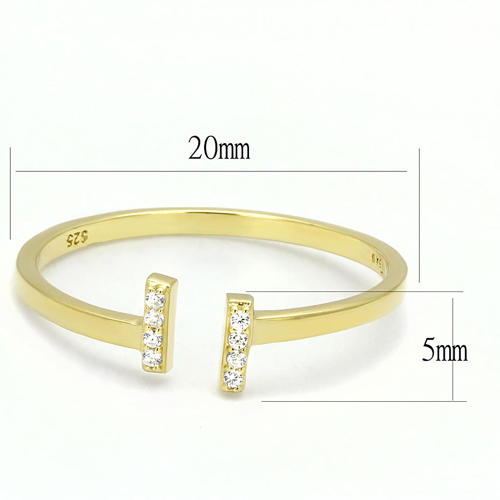 TS595 - Gold 925 Sterling Silver Ring with AAA Grade CZ  in Clear-1