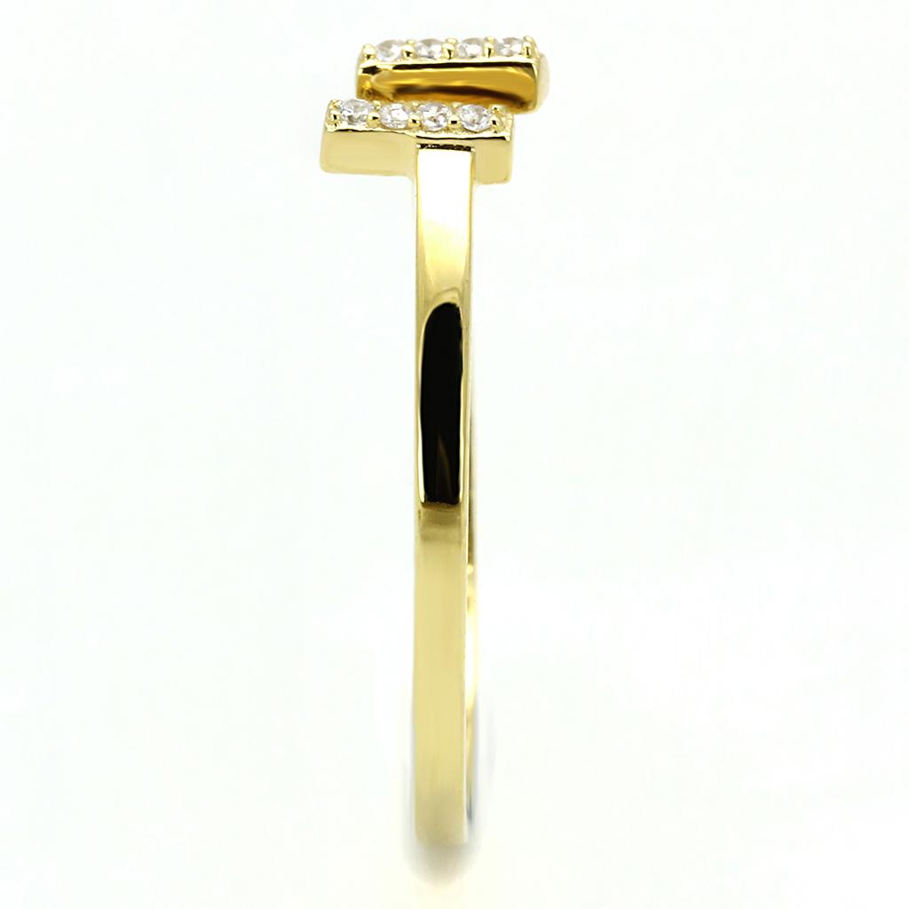 TS595 - Gold 925 Sterling Silver Ring with AAA Grade CZ  in Clear-3