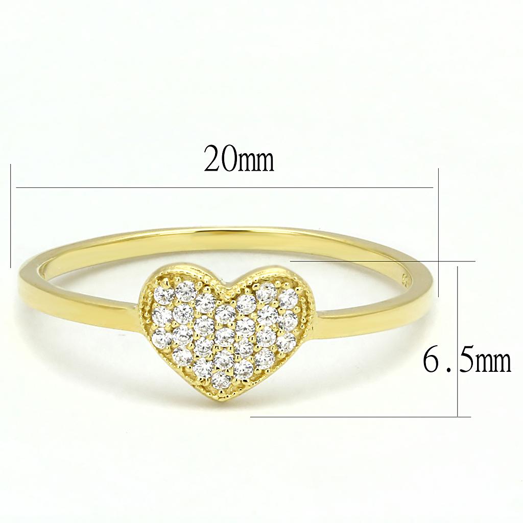 TS596 - Gold 925 Sterling Silver Ring with AAA Grade CZ  in Clear-1