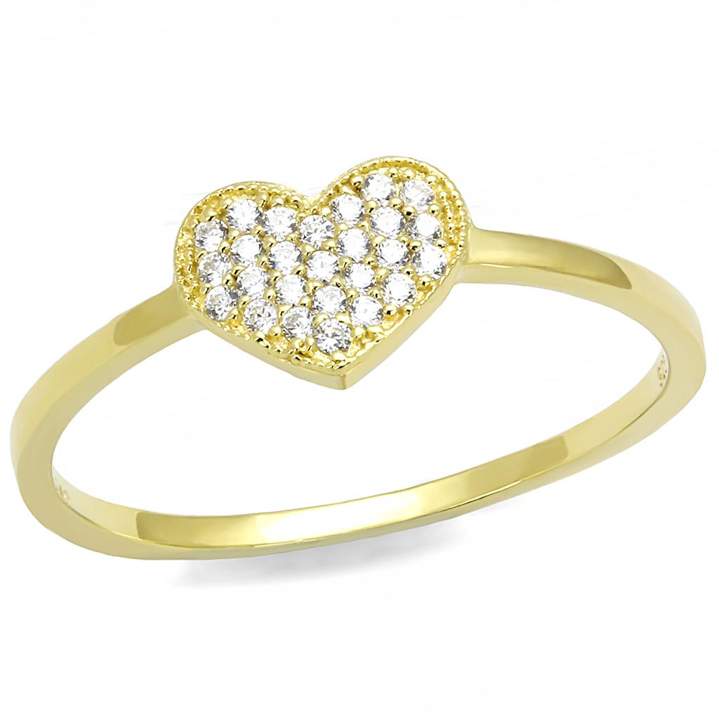 TS596 - Gold 925 Sterling Silver Ring with AAA Grade CZ  in Clear-4