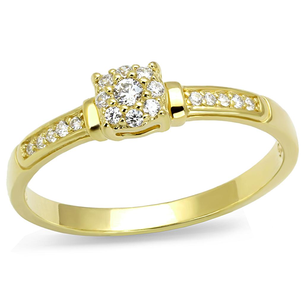TS597 - Gold 925 Sterling Silver Ring with AAA Grade CZ  in Clear-4