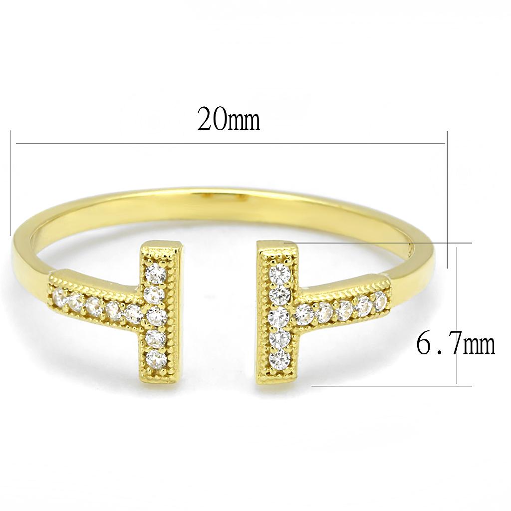 TS598 - Gold 925 Sterling Silver Ring with AAA Grade CZ  in Clear-1