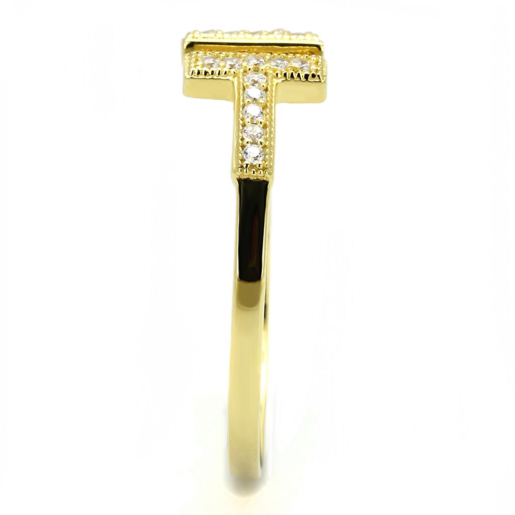 TS598 - Gold 925 Sterling Silver Ring with AAA Grade CZ  in Clear-3