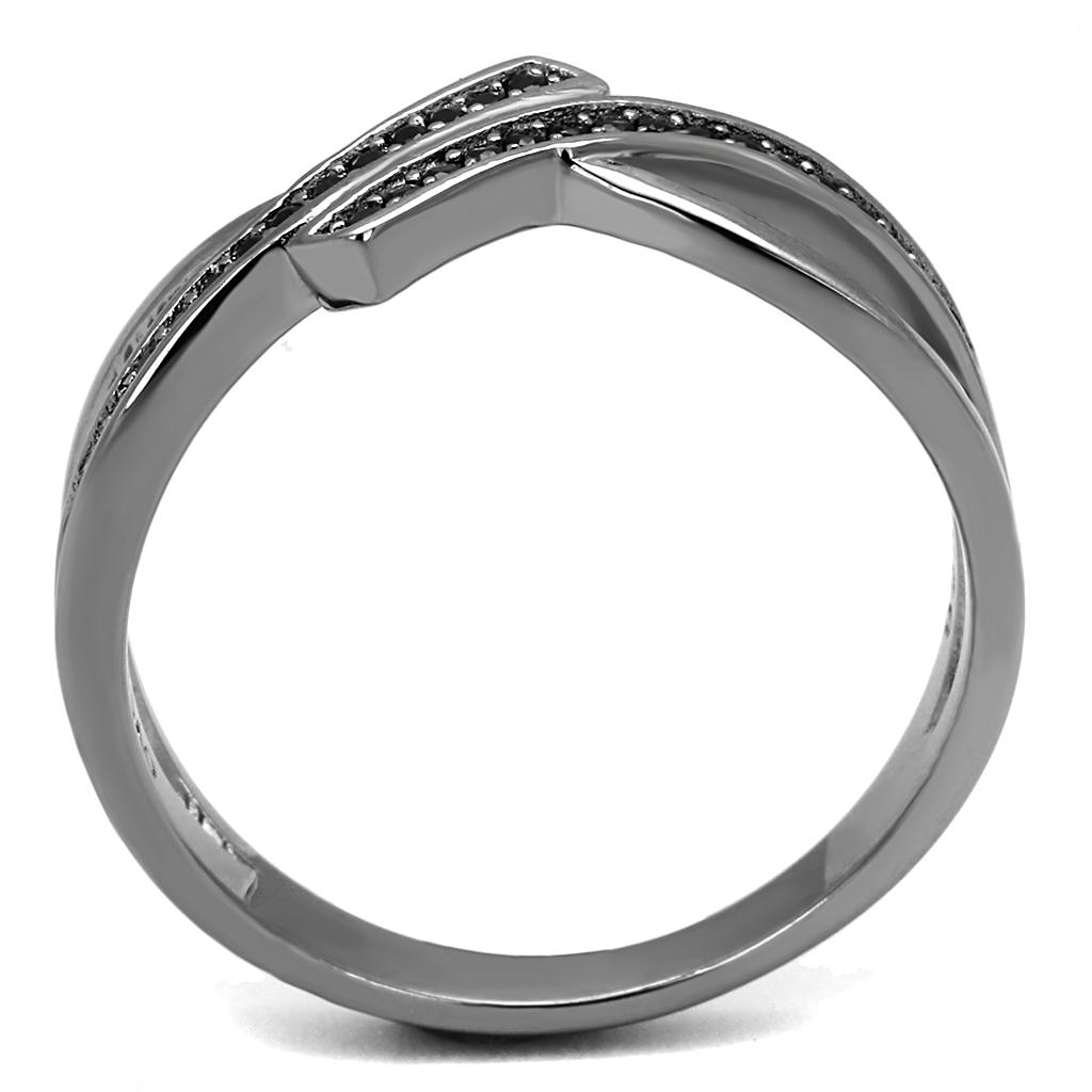 TS599 - Ruthenium 925 Sterling Silver Ring with Synthetic Spinel in Jet-2