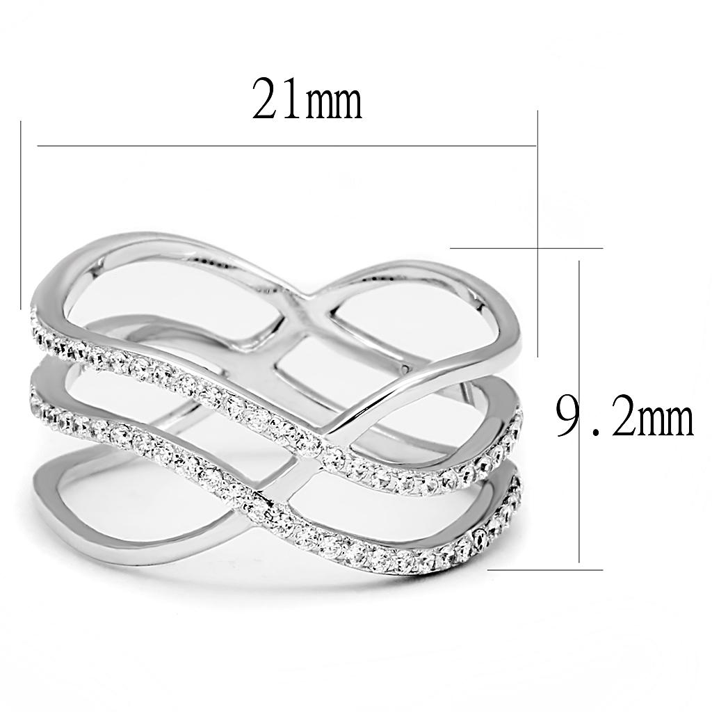 TS602 - Rhodium 925 Sterling Silver Ring with AAA Grade CZ  in Clear-1