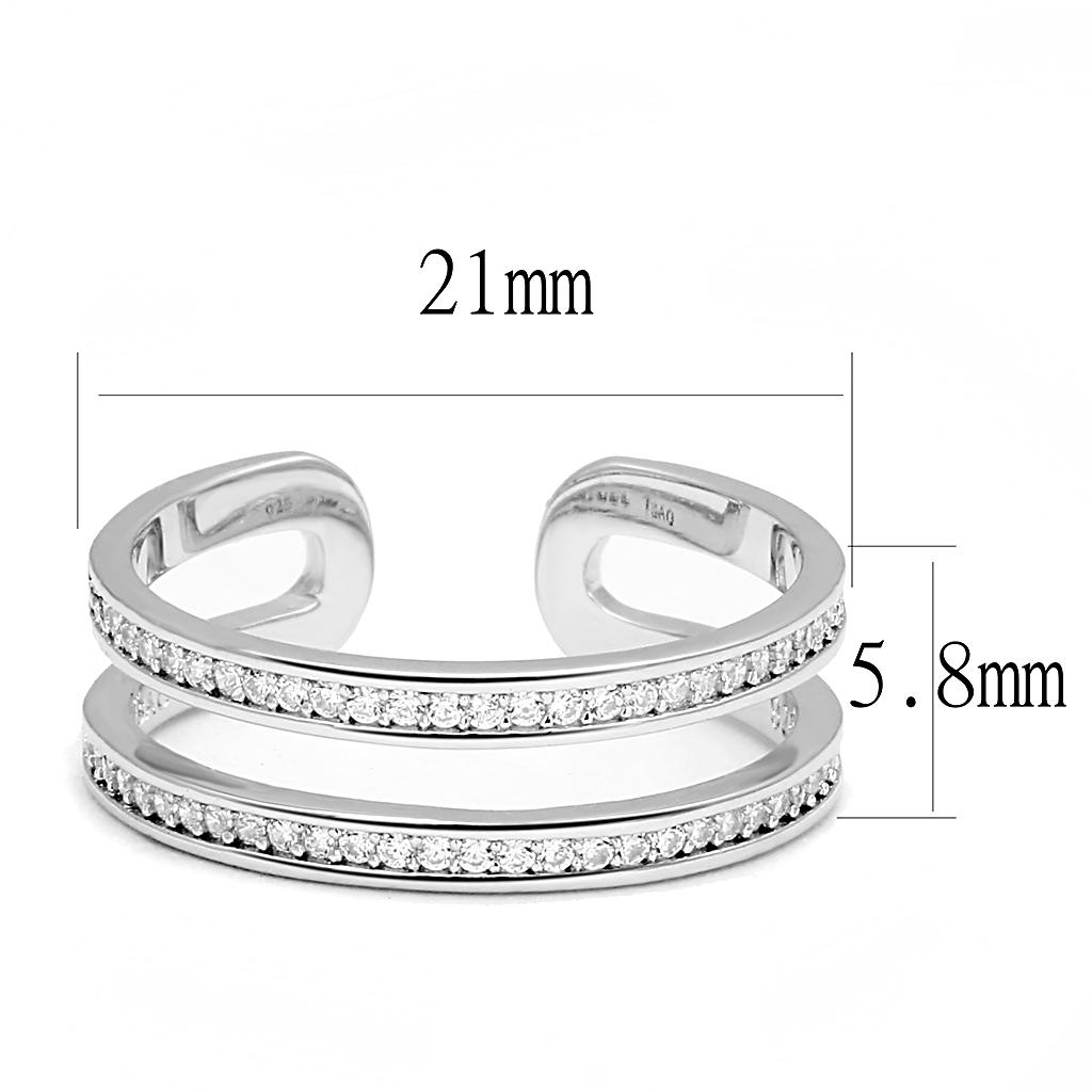 TS605 - Rhodium 925 Sterling Silver Ring with AAA Grade CZ  in Clear-1
