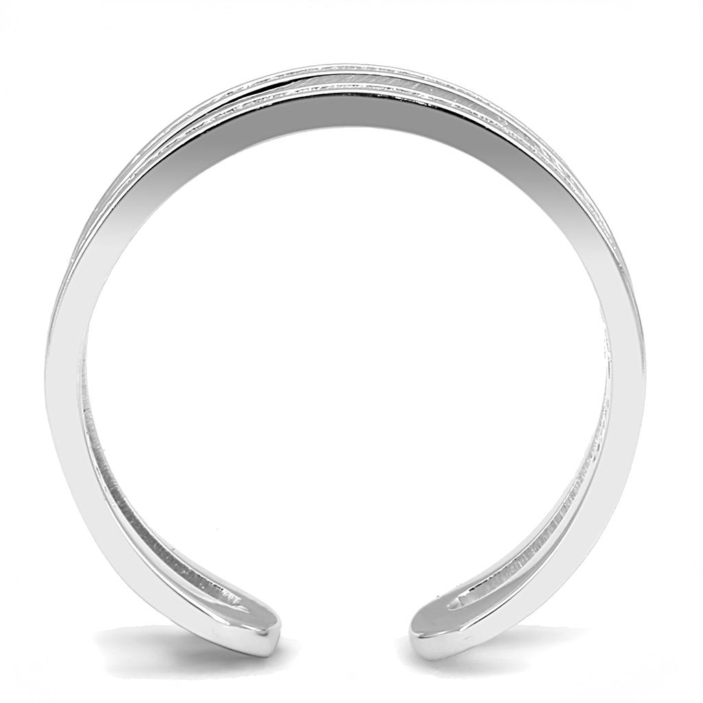 TS605 - Rhodium 925 Sterling Silver Ring with AAA Grade CZ  in Clear-2