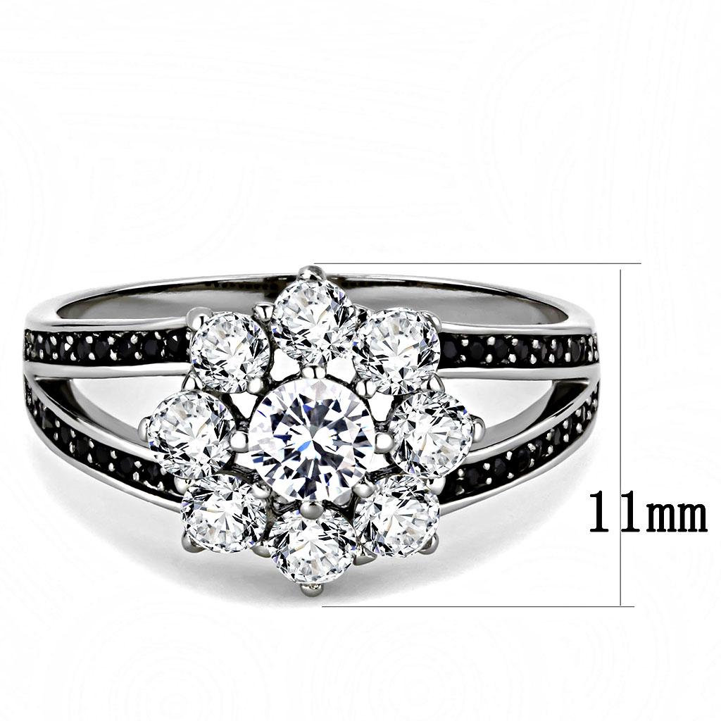 TS611 - Ruthenium 925 Sterling Silver Ring with AAA Grade CZ  in Clear-1