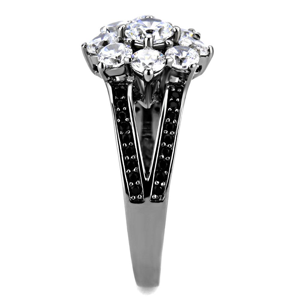 TS611 - Ruthenium 925 Sterling Silver Ring with AAA Grade CZ  in Clear-3