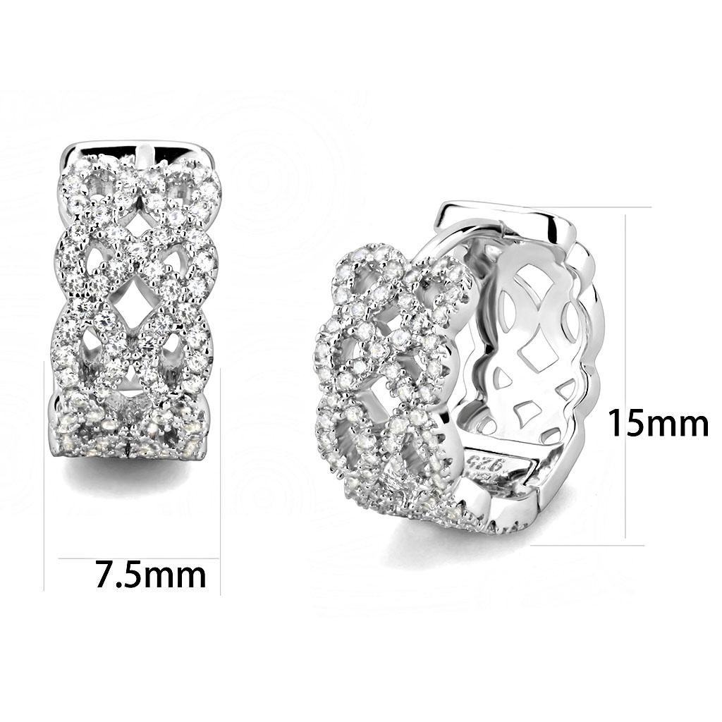 TS616 - Rhodium 925 Sterling Silver Earrings with AAA Grade CZ  in Clear-1