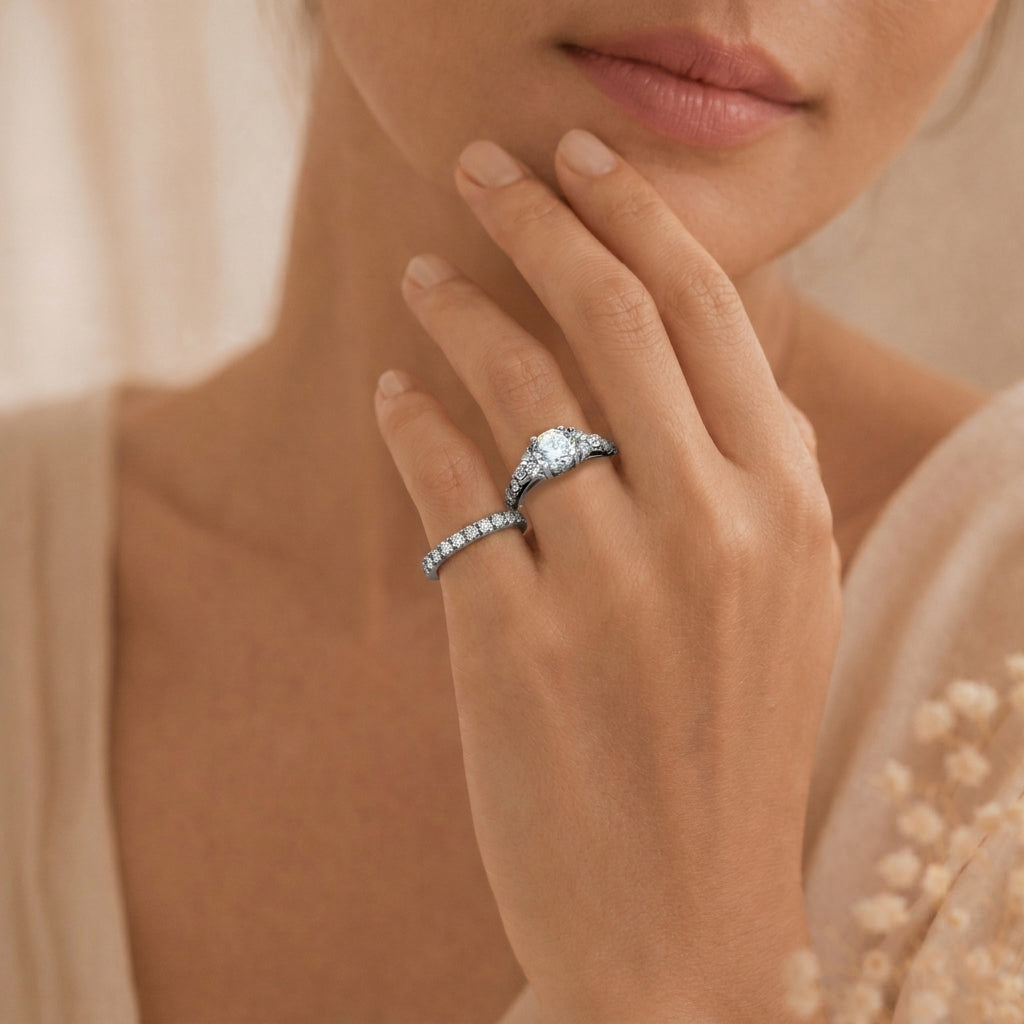 TK1331 - High polished (no plating) Stainless Steel Ring with AAA Grade CZ  in Clear-4