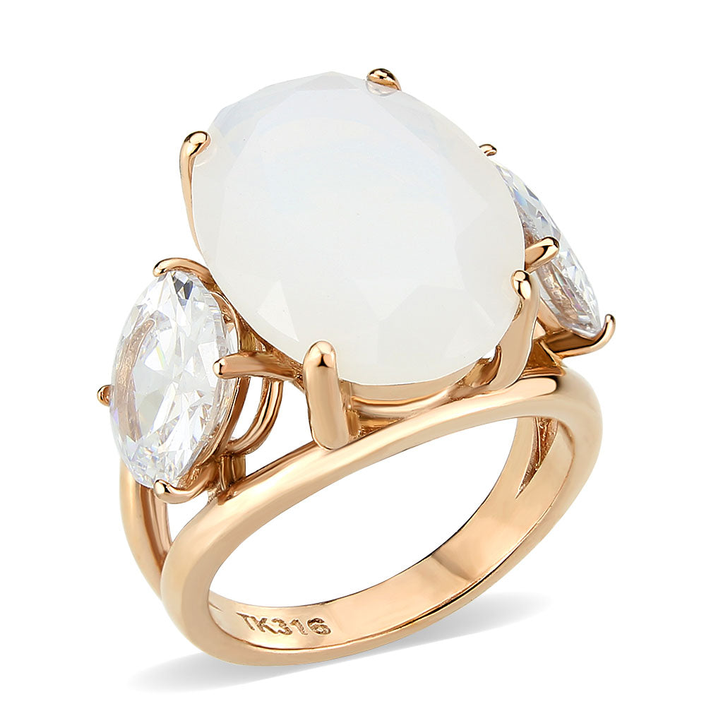 TK3788 - IP Rose Gold(Ion Plating) Stainless Steel Ring with Synthetic in Fireopal-0