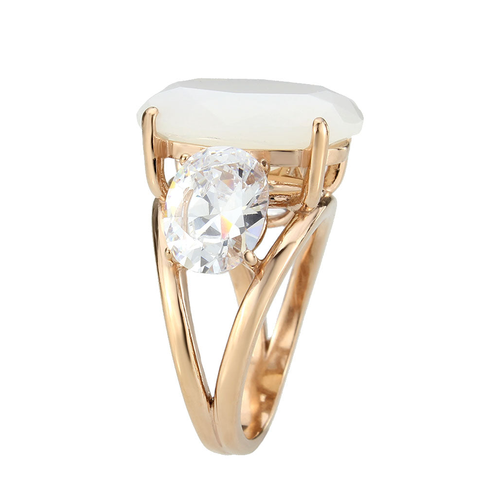 TK3788 - IP Rose Gold(Ion Plating) Stainless Steel Ring with Synthetic in Fireopal-3