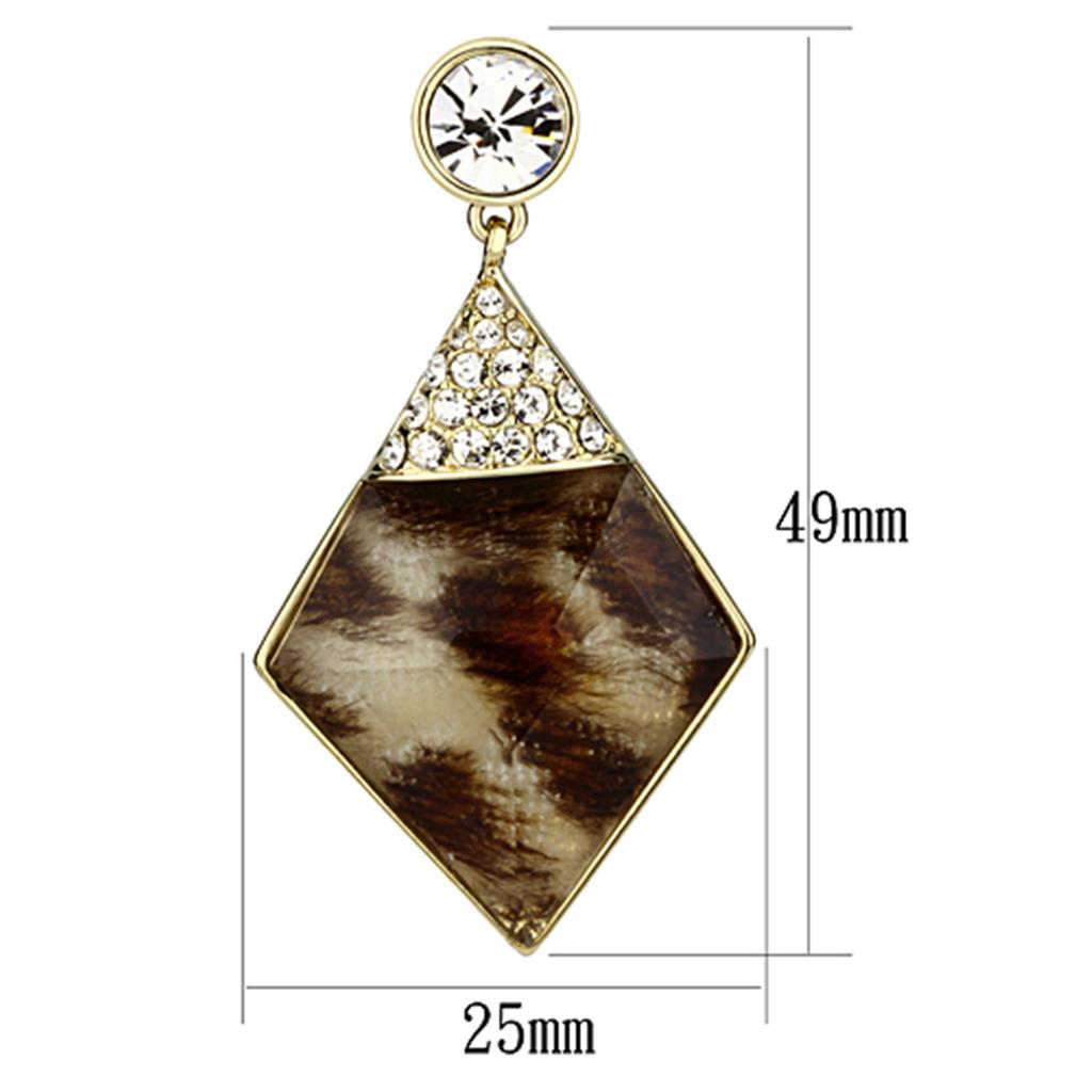 VL063 - IP Gold(Ion Plating) Brass Earrings with Synthetic Synthetic Stone in Animal pattern-1