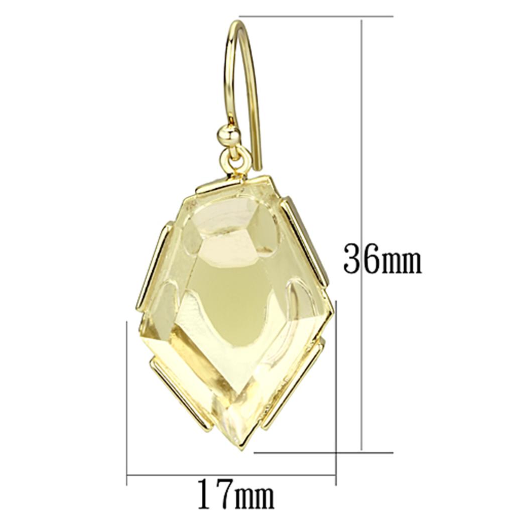 VL066 - IP Gold(Ion Plating) Brass Earrings with Synthetic Synthetic Stone in Clear-1