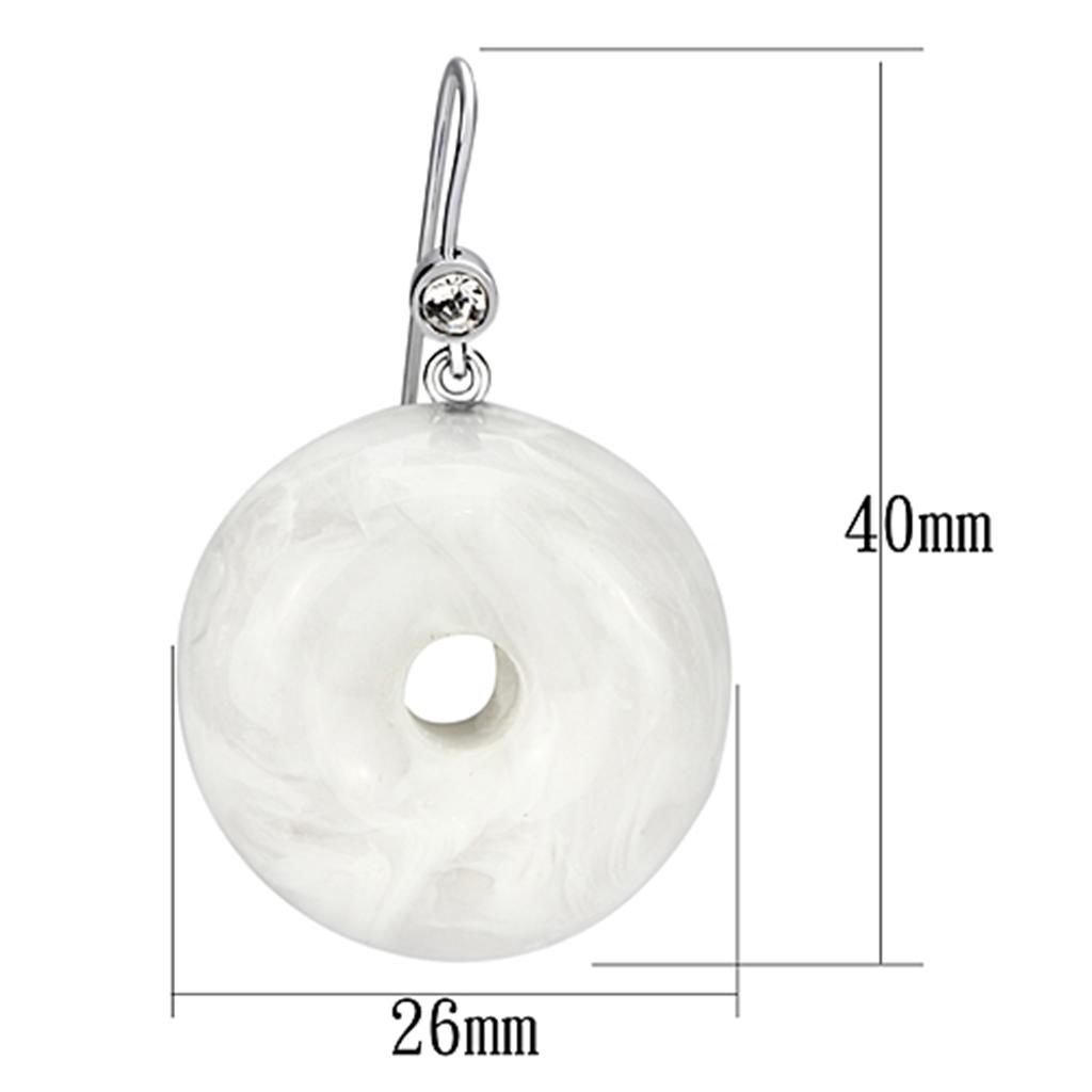 VL068 - IP rhodium (PVD) Brass Earrings with Synthetic Synthetic Stone in White-1