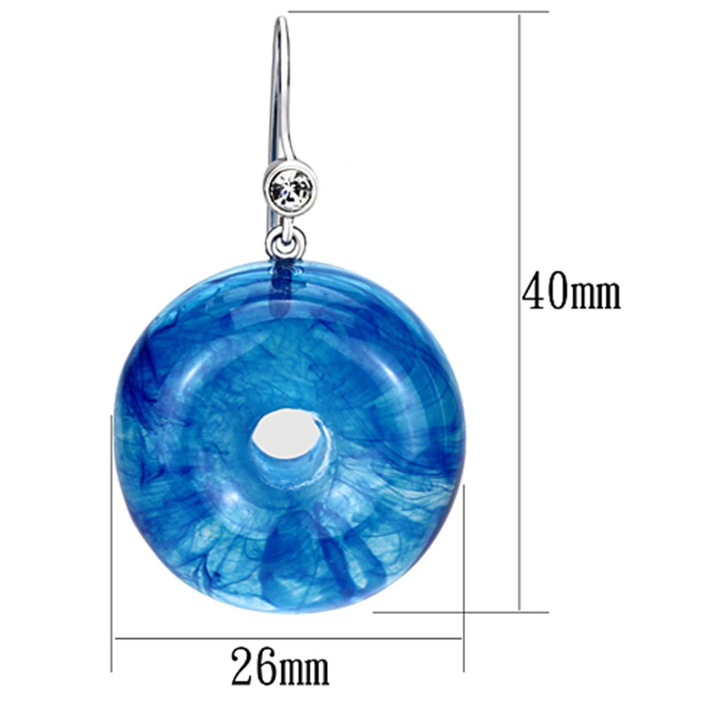 VL069 - IP rhodium (PVD) Brass Earrings with Synthetic Synthetic Stone in Blue Topaz-1
