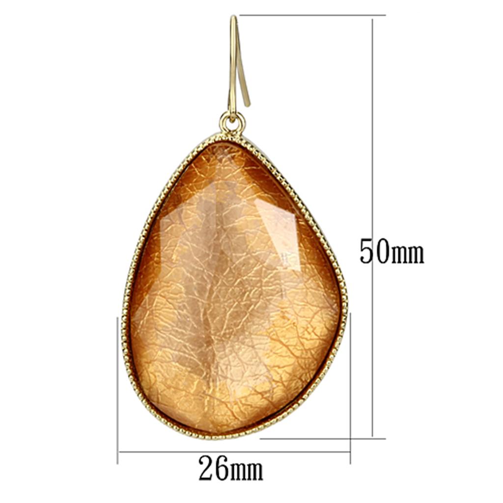 VL071 - IP Gold(Ion Plating) Brass Earrings with Synthetic Synthetic Stone in Orange-1