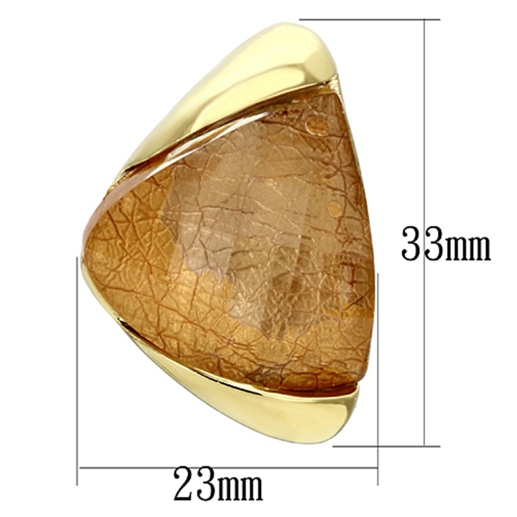 VL076 - IP Gold(Ion Plating) Brass Earrings with Synthetic Synthetic Stone in Orange-1