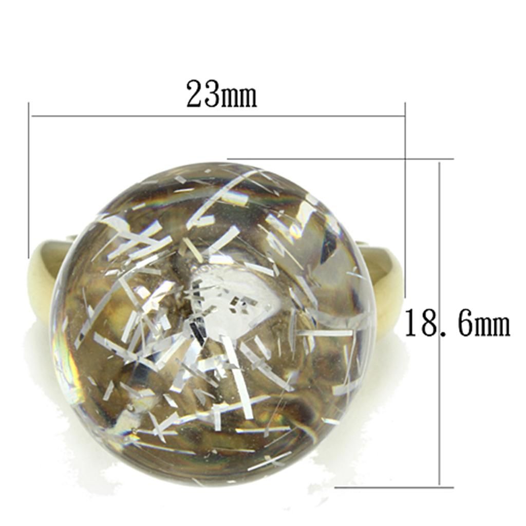 VL084 - IP Gold(Ion Plating) Brass Ring with Synthetic Synthetic Stone in Clear-1
