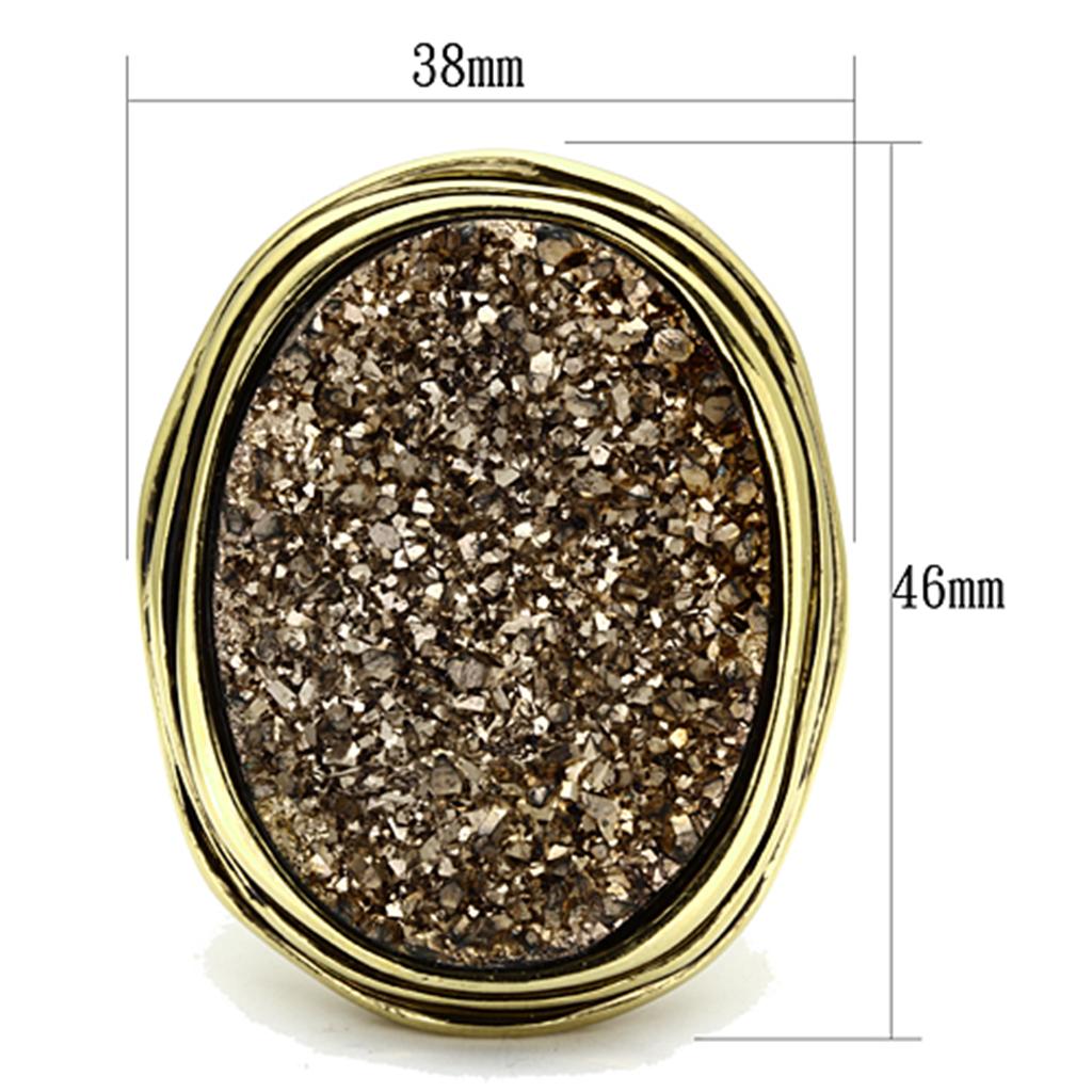 VL085 - IP Gold(Ion Plating) Brass Ring with Synthetic Synthetic Stone in Champagne-1