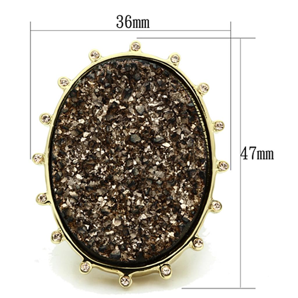 VL087 - IP Gold(Ion Plating) Brass Ring with Synthetic Synthetic Stone in Champagne-1