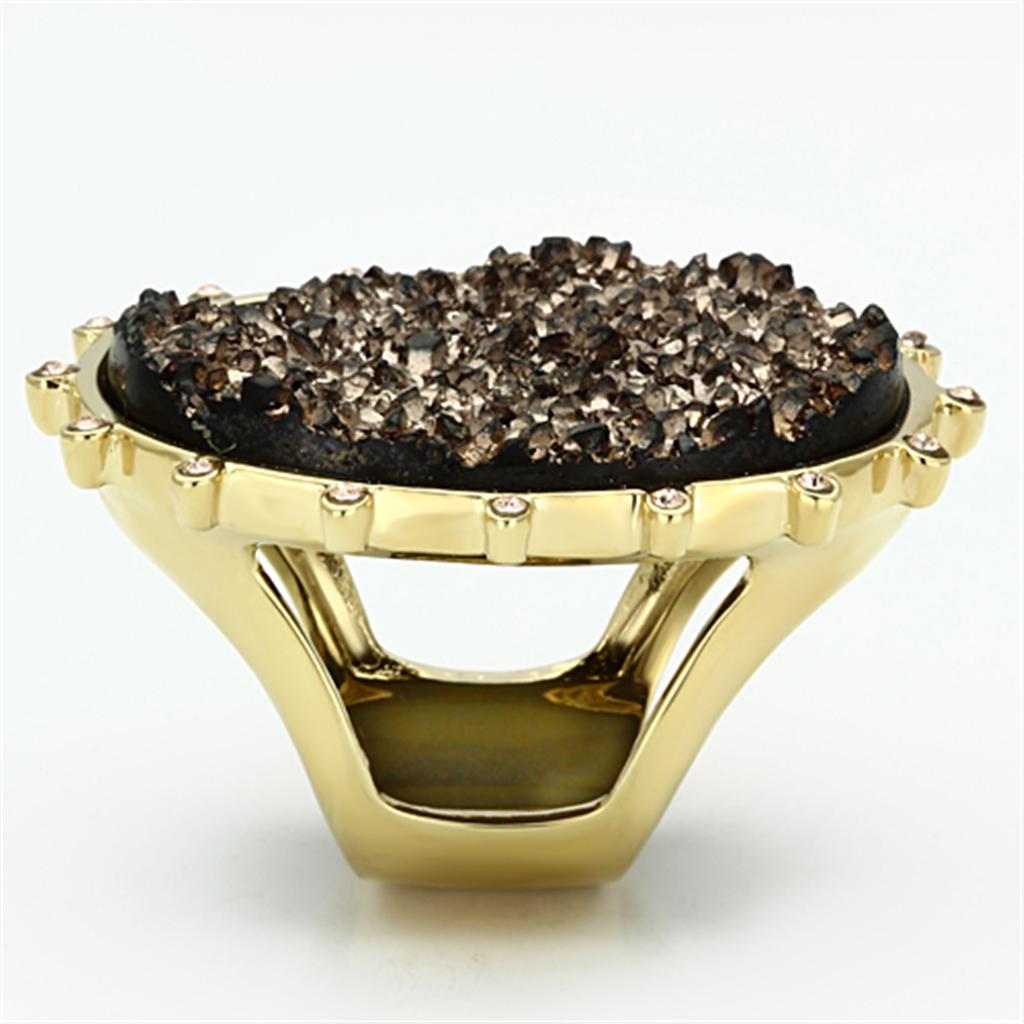 VL087 - IP Gold(Ion Plating) Brass Ring with Synthetic Synthetic Stone in Champagne-3