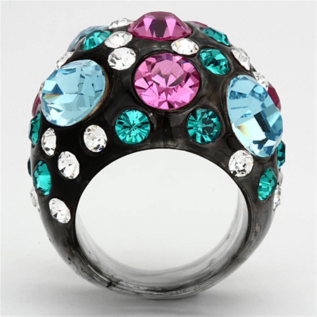 VL103 -  Resin Ring with Top Grade Crystal  in Multi Color-2