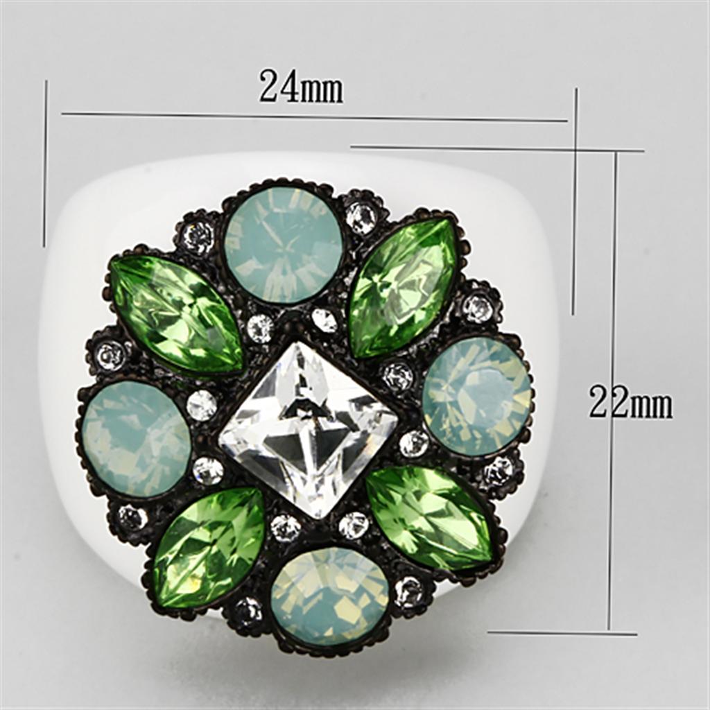 VL105 - IP Black(Ion Plating) Brass Ring with Top Grade Crystal  in Clear-1