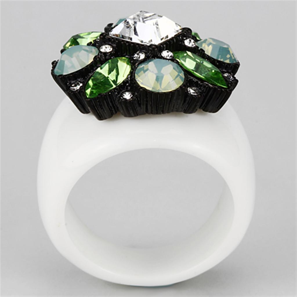 VL105 - IP Black(Ion Plating) Brass Ring with Top Grade Crystal  in Clear-2