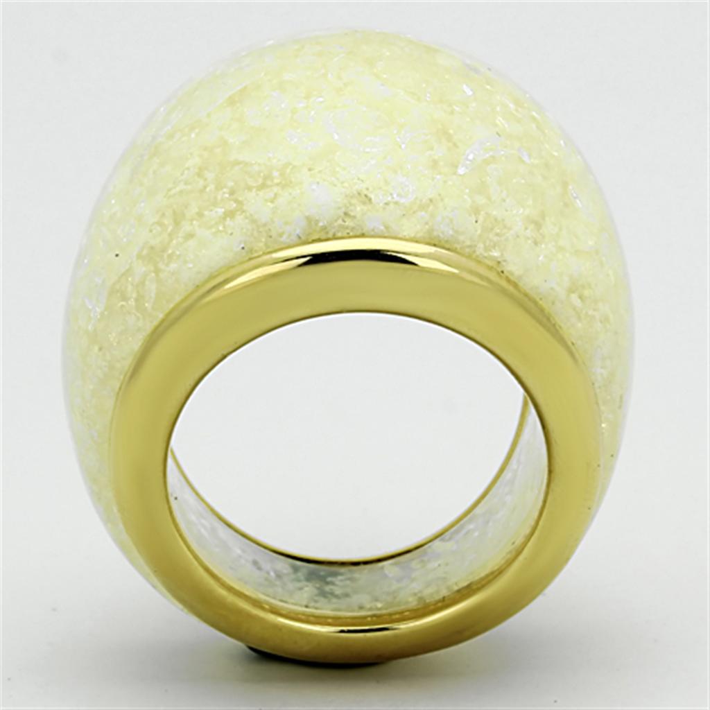 VL109 - IP Gold(Ion Plating) Stainless Steel Ring with Synthetic Synthetic Stone in Citrine Yellow-2