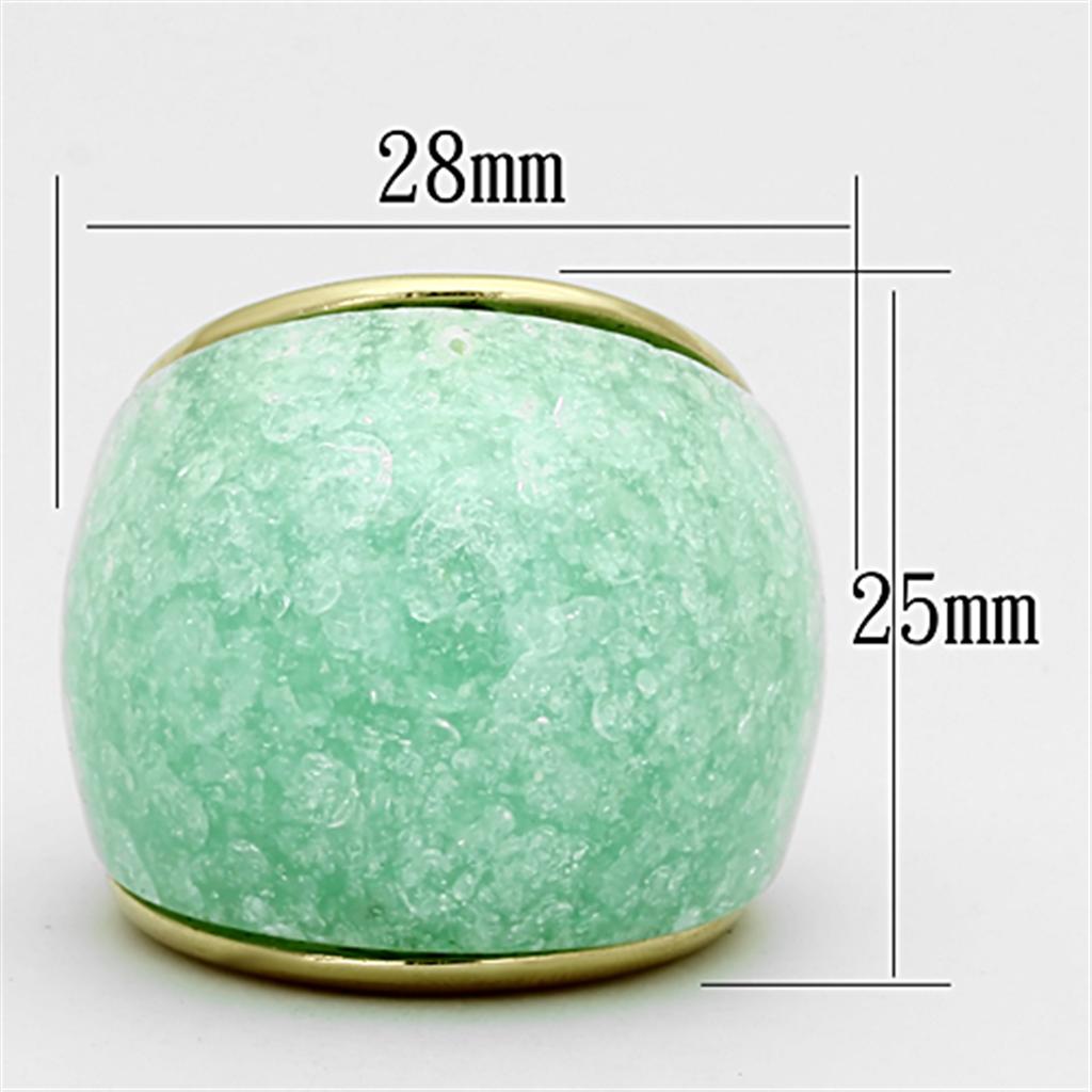 VL110 - IP Gold(Ion Plating) Stainless Steel Ring with Synthetic Synthetic Stone in Emerald-1
