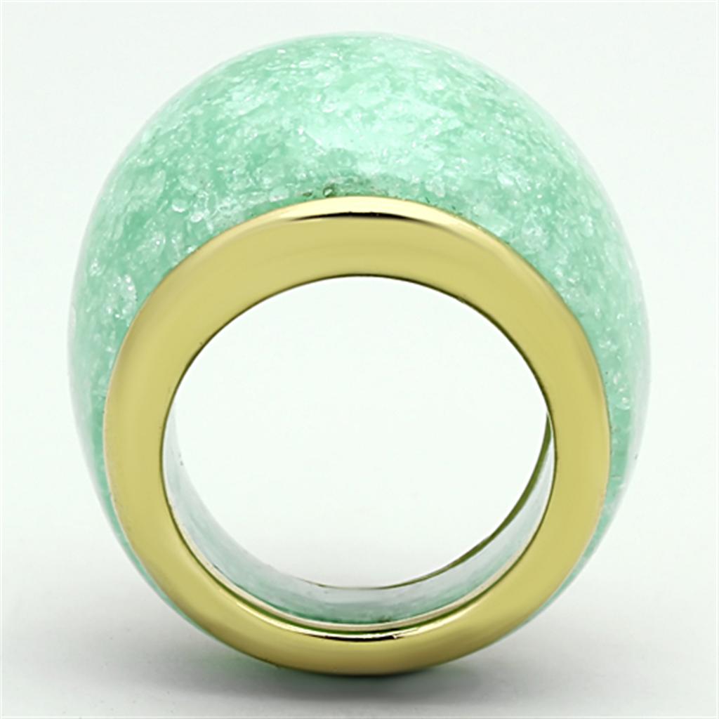 VL110 - IP Gold(Ion Plating) Stainless Steel Ring with Synthetic Synthetic Stone in Emerald-2