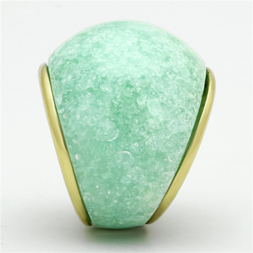 VL110 - IP Gold(Ion Plating) Stainless Steel Ring with Synthetic Synthetic Stone in Emerald-3