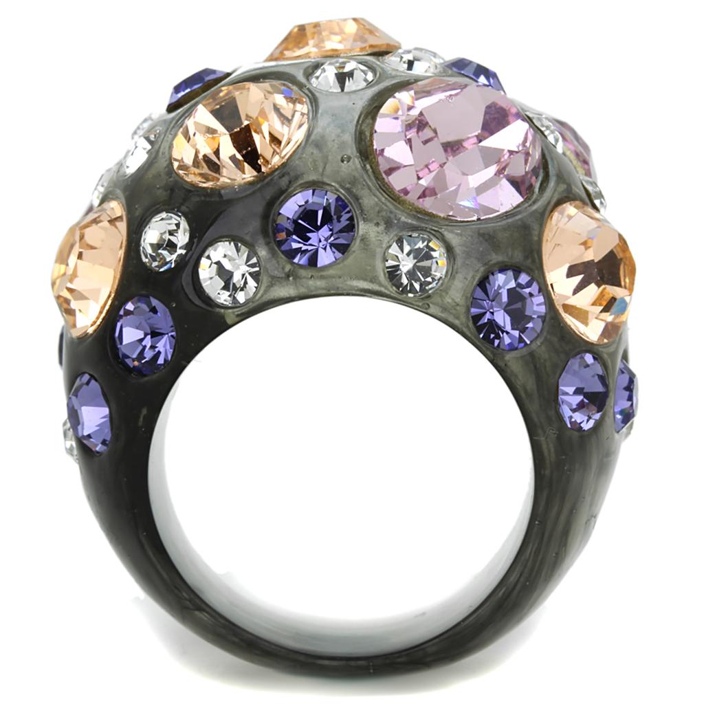 VL114 -  Resin Ring with Top Grade Crystal  in Multi Color-2